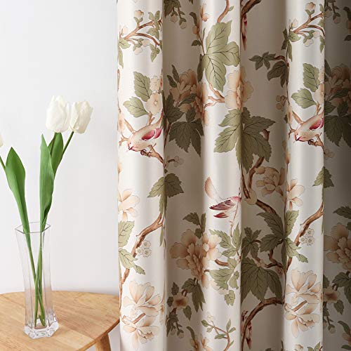 VOGOL Curtains 96 Inches Long Thermal Insulated Print Curtains for Bedroom/Living Room, Floral Blossoming Room Darkening Long Window Draperies for Kids Room, 2 Pieces - Image 5