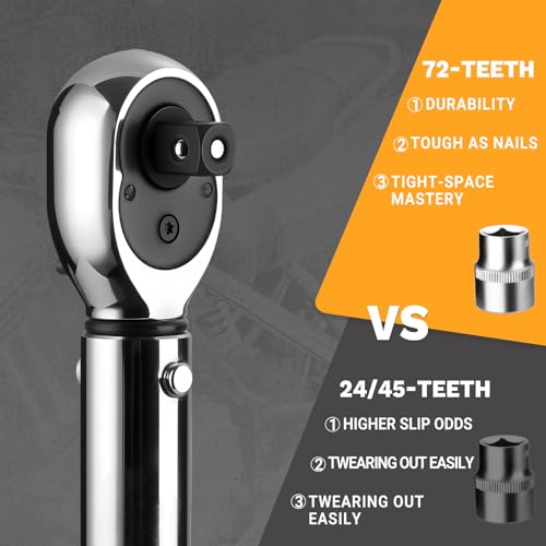 DEKOPRO Torque Wrench 3/8 Inch Drive Click, 5-50 Ft-Lb/6.8-67.8 Nm Torque Wrench, ±3% High Precision, 72 Tooth Torque Wrenches with Dual-Direction Adjustable for Bike Motorcycle and Car Repair - Image 2