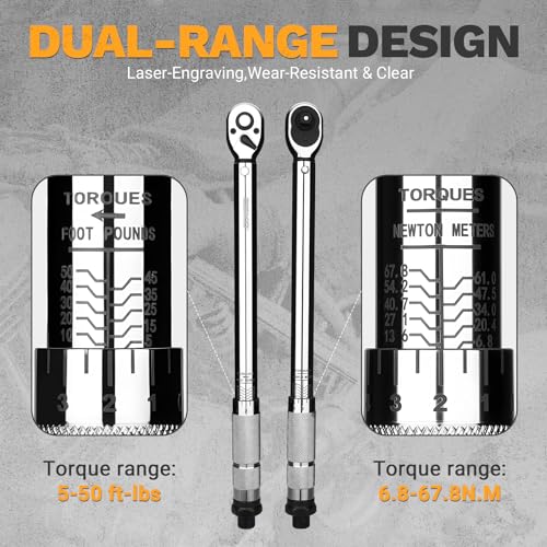 DEKOPRO Torque Wrench 3/8 Inch Drive Click, 5-50 Ft-Lb/6.8-67.8 Nm Torque Wrench, ±3% High Precision, 72 Tooth Torque Wrenches with Dual-Direction Adjustable for Bike Motorcycle and Car Repair - Image 4