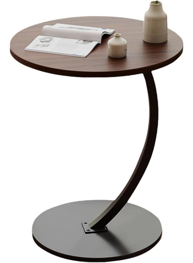 Generic Round End Table Metal Frame Couch Side Table Wood Sofa Table for Living Room Bedroom Bedside Laptop Snack Coffee, Table Tea Table Nightstand Sofa - Image 1