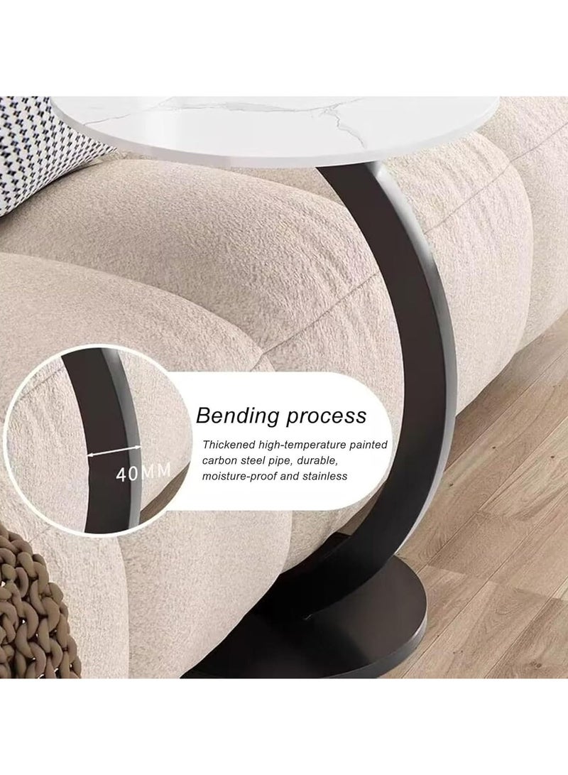 Generic Round End Table Metal Frame Couch Side Table Wood Sofa Table for Living Room Bedroom Bedside Laptop Snack Coffee, Table Tea Table Nightstand Sofa - Image 5