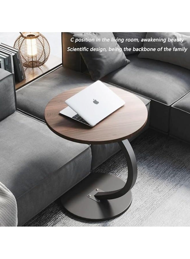 Generic Round End Table Metal Frame Couch Side Table Wood Sofa Table for Living Room Bedroom Bedside Laptop Snack Coffee, Table Tea Table Nightstand Sofa - Image 4