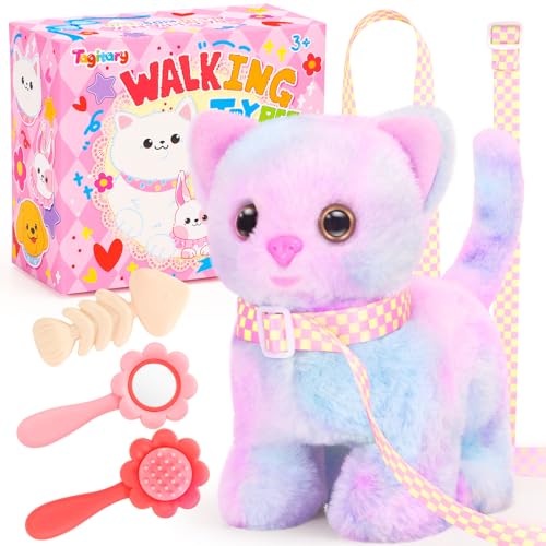 Tagitary Plush Toys Cat for KidsInteractive Electronic Cat Toys That Can MoveMeow and Wag TailStuffed Toys for Kids with LeashEaster Christmas Birthday Gift for Toddlers - Image 1