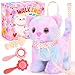 Tagitary Plush Toys Cat for KidsInteractive Electronic Cat Toys That Can MoveMeow and Wag TailStuffed Toys for Kids with LeashEaster Christmas Birthday Gift for Toddlers - Image 2