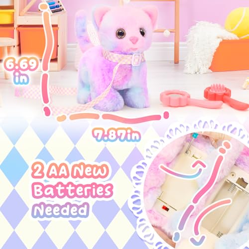 Tagitary Plush Toys Cat for KidsInteractive Electronic Cat Toys That Can MoveMeow and Wag TailStuffed Toys for Kids with LeashEaster Christmas Birthday Gift for Toddlers - Image 5