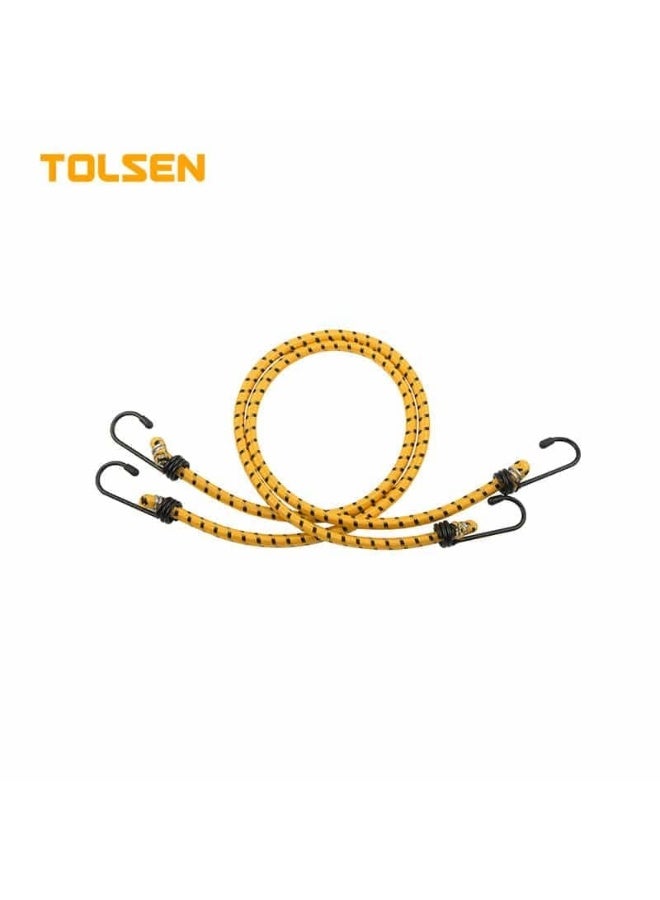 Tolsen 2-Piece Heavy Duty Luggage Rope Set - 900mm (36-Inch) Elastic Bungee Cords with Protective Hooks - Industrial Strength Latex & Rubber Tie Down Straps - 62243