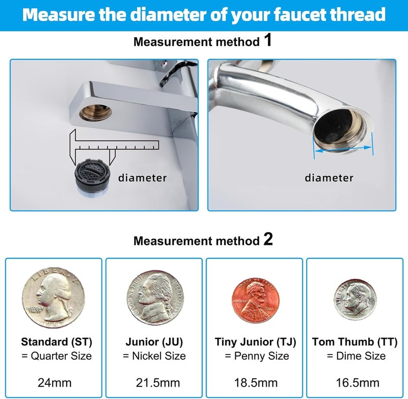 Hibbent 12 Pcs Faucet Aerator with 6 Pcs Faucet Aerator Key Removal Wrench Tool, Aerators Replacement Inserts for Sink M16.5 18.5 21.5 24 mm Tap Aerators Flow Restrictor - Image 4