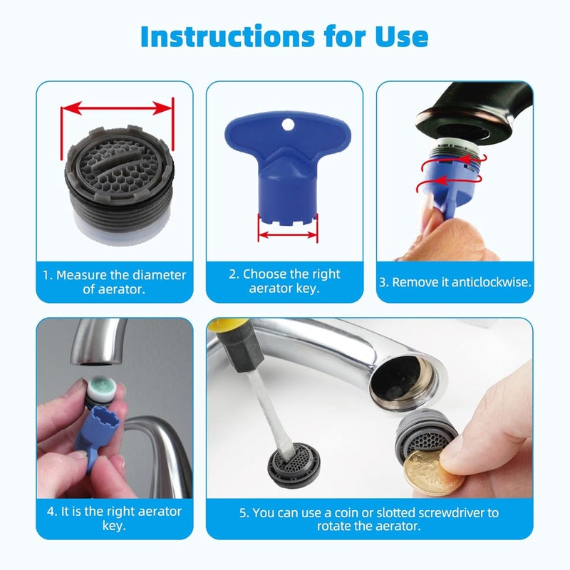 Hibbent 12 Pcs Faucet Aerator with 6 Pcs Faucet Aerator Key Removal Wrench Tool, Aerators Replacement Inserts for Sink M16.5 18.5 21.5 24 mm Tap Aerators Flow Restrictor - Image 5