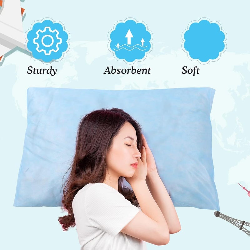 Excefore Travel Disposable Bedding Set, 20 Pcs Medical Disposable Pillow Cover, Travel Portable Disposable Bedding Set, for Hospitals Hotels Home Bedroom Bedding Supplies, 32 x 20 Inches (Light Blue) - Image 3