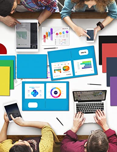 SUNEE Folders with Pockets(25 Pack, Blue), 2 Pocket Folders Fit Letter Size Paper, Paper File Folder for School Office Home Business - Image 5