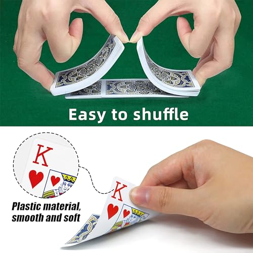 Metsyth Plastic Waterproof Playing Cards 4 Pack Poker Card Jumbo Large Print Playing Cards for Adults Seniors Bulk Decks of Cards Set Poker Cards - Image 5
