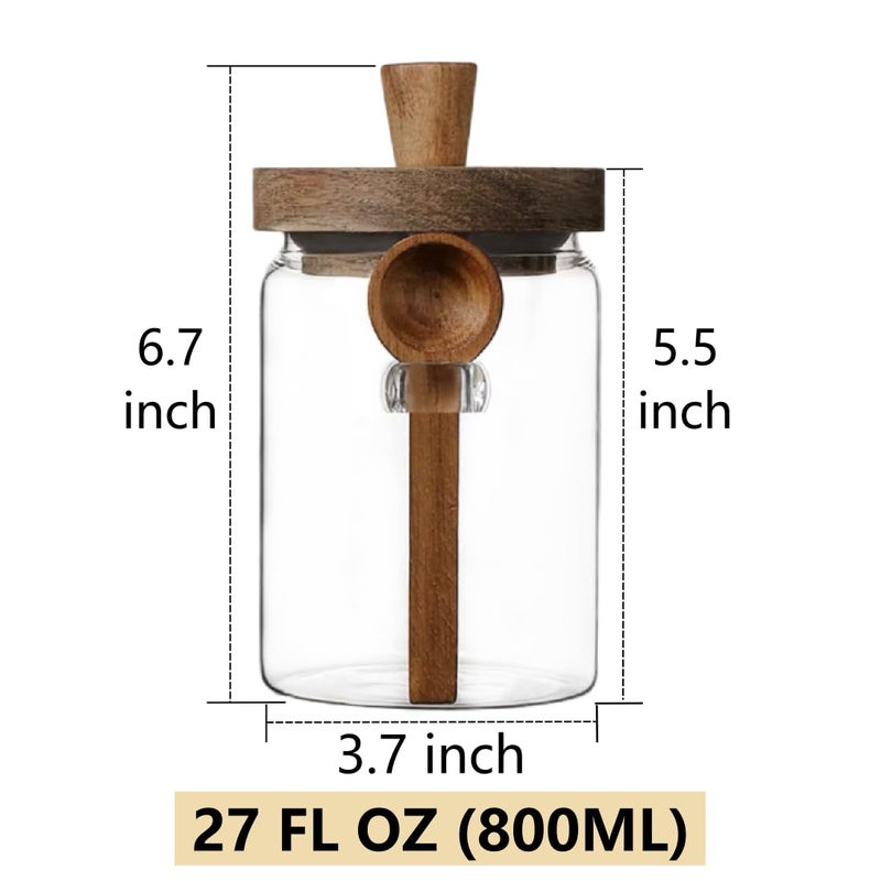 ANSQU Glass Jar with Wooden Lid & Spoon  27oz Food Storage Containers Coffee Jar Coffee Grounds Container  Coffee and Food Storage Canister (1 Pack) - Image 2