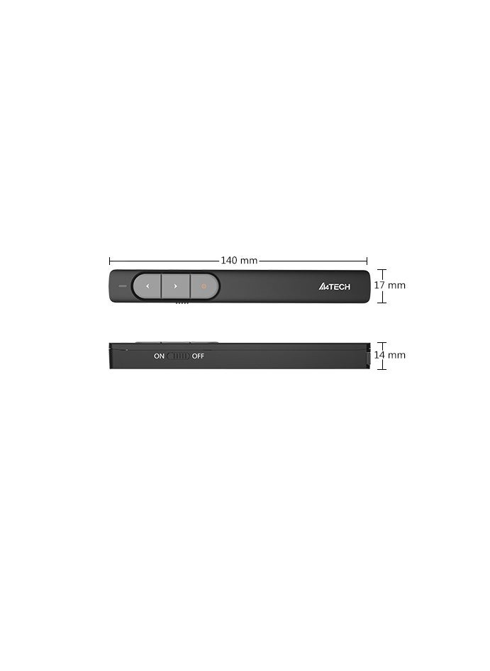 إيه 4 تيك - مؤشر ليزر لاسلكي A4tech LP15 - قلم ليزر لاسلكي 2.4 جيجاهرتز لعرض PPT - مفتاح تشغيل/إيقاف - مؤشر طاقة منخفض - مدى 100 متر | أسود - Image 1