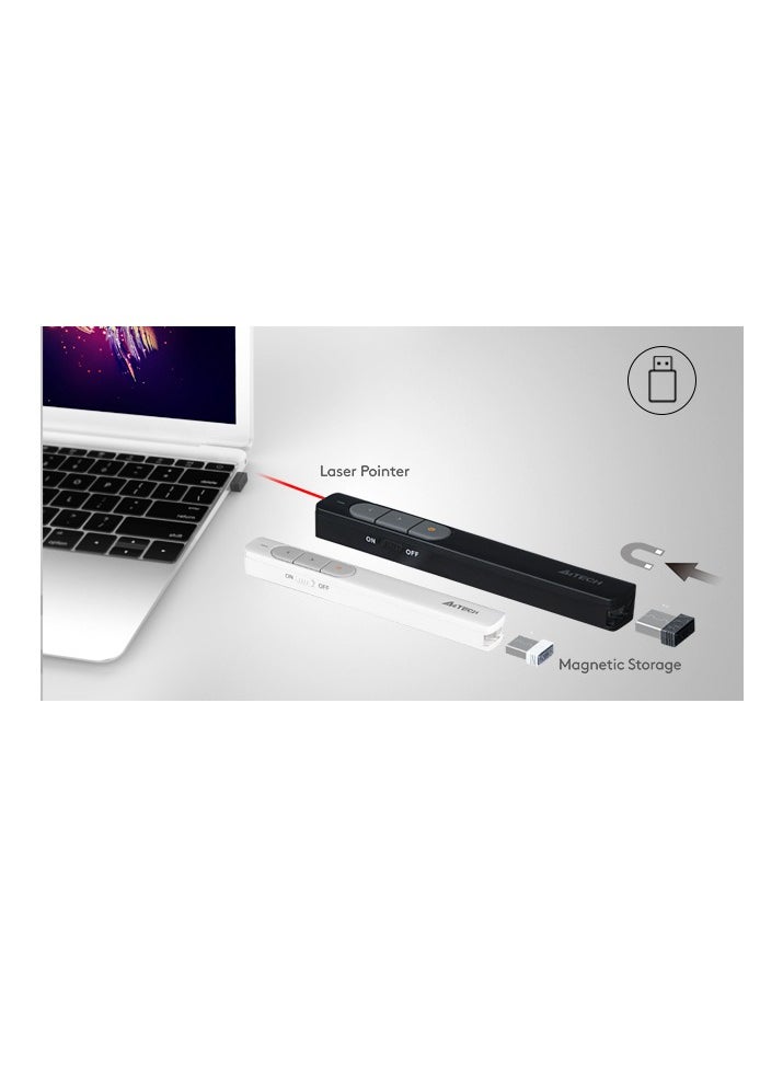 إيه 4 تيك - مؤشر ليزر لاسلكي A4tech LP15 - قلم ليزر لاسلكي 2.4 جيجاهرتز لعرض PPT - مفتاح تشغيل/إيقاف - مؤشر طاقة منخفض - مدى 100 متر | أسود - Image 1