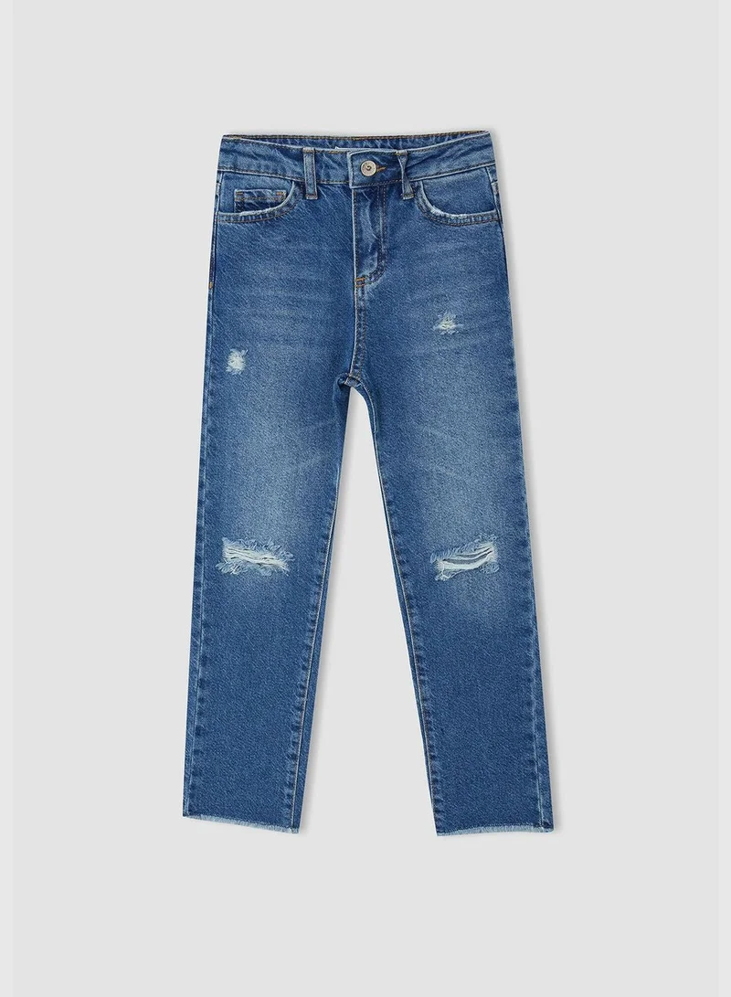 DeFacto Straight Fit Distressed Jean Trousers