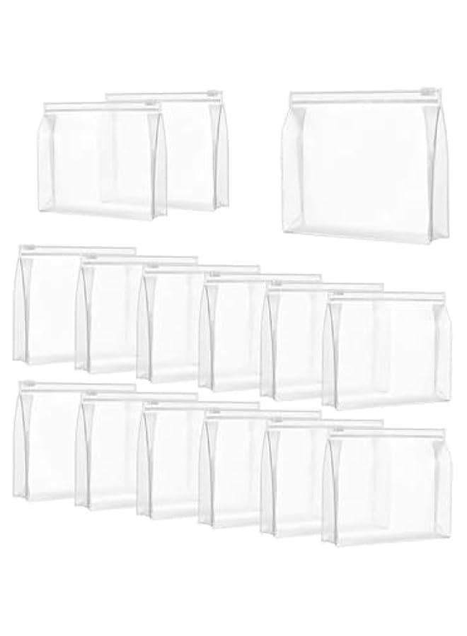 HOOKOR 15 Pcs Mini Clear Makeup Bag, Travel Toiletry Organizer Pouches with Small Zipper,Waterproof Pouch for vacation, business trip and travel - Image 1