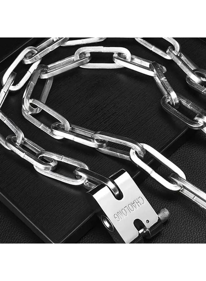 Heavy Duty Anti Theft Stainless Steel Chain Lock Silvery Rust Resistant Portable - Image 3