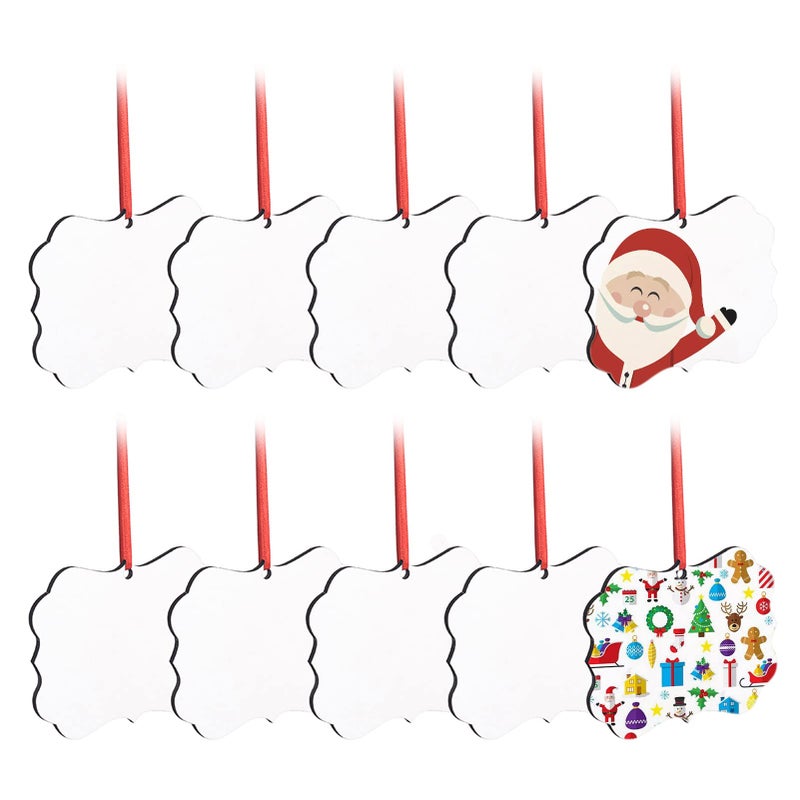 43  31 Christmas Ornament Blank 10 Pieces Sublimation Blanks Ornaments with Red String for Crafting DIY Personalized Christmas Tree Home Decor Bulk