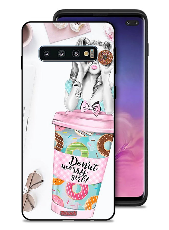 Tolwak Samsung Galaxy S10 Plus Protective Case Cover Donut Worry Girl - Image 1