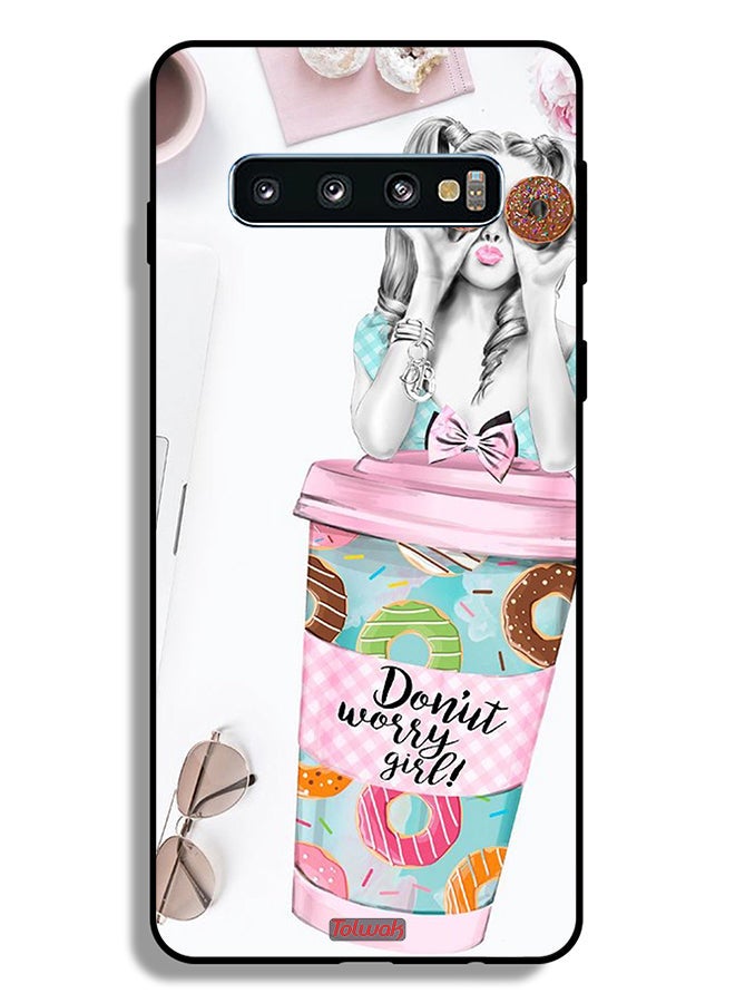 Tolwak Samsung Galaxy S10 Plus Protective Case Cover Donut Worry Girl - Image 2