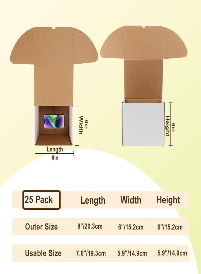 WIFTREY 8x6x6 inches White Shipping Boxes set of 25, Small Corrugated Cardboard Box for Packaging Small Business, Mailing, Moving - Image 2