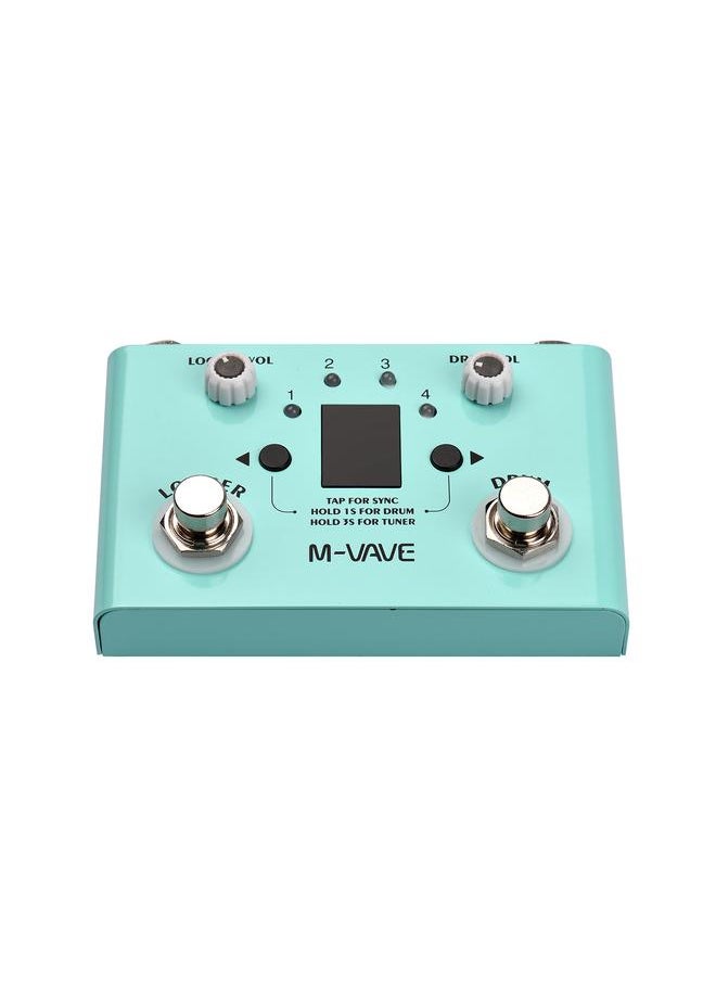 Thoraya M-VAVE LOST TEMPO Effect Pedal Drum & Looper Effector Mini 2-in-1 Looper & Drum Machine Double Footswitch Looper Pedal Looper Guitar Pedal 30 Drums & 4 Loops High Precision Tuner  - Image 1