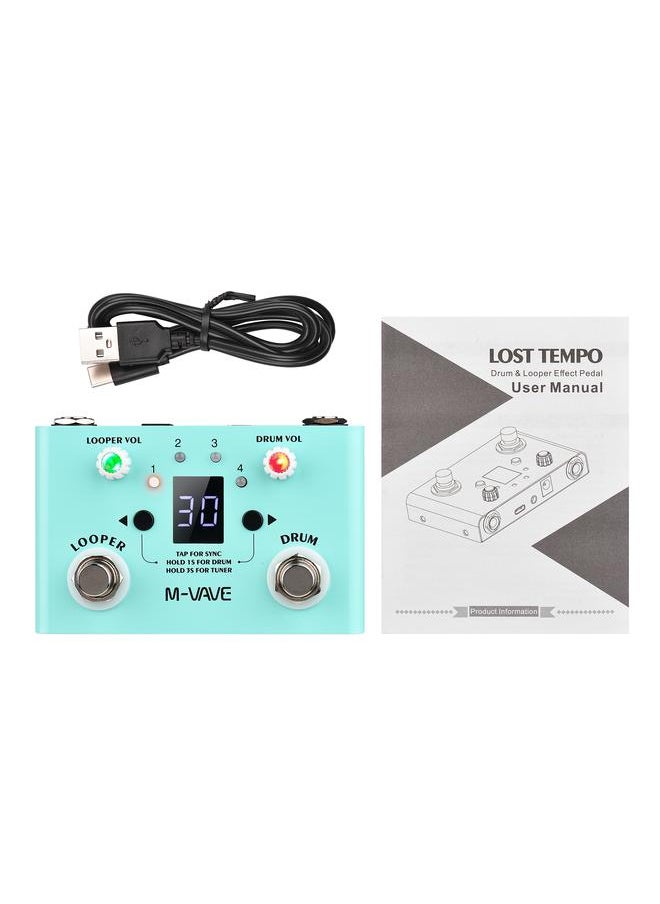 Thoraya M-VAVE LOST TEMPO Effect Pedal Drum & Looper Effector Mini 2-in-1 Looper & Drum Machine Double Footswitch Looper Pedal Looper Guitar Pedal 30 Drums & 4 Loops High Precision Tuner  - Image 4
