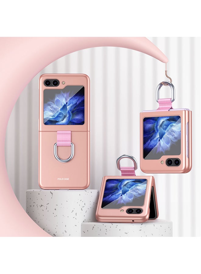 O Ozone Case for Samsung Galaxy Z Flip5 5G Cover with Ring Holder Hard PC Phone Case Shock-proof Anti-scratch Protective Phone Bumper Cover - Pink  - Image 2