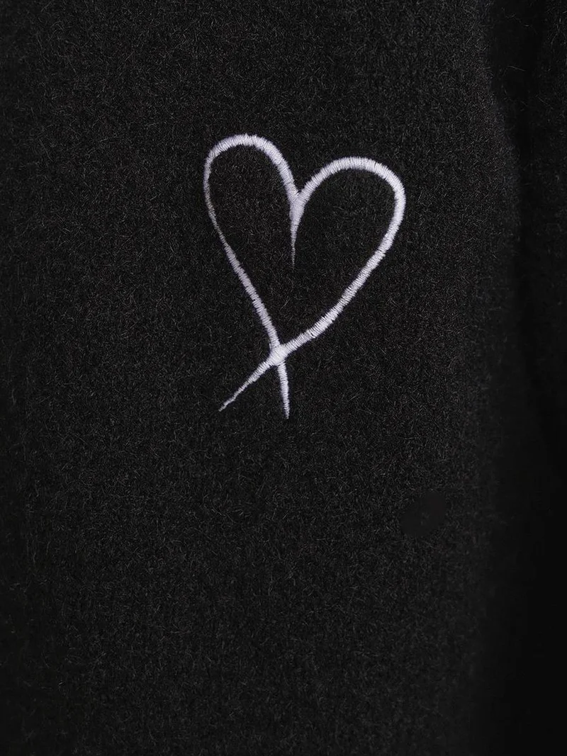 MixRay Black Mixray Oversized Knit Cardigan with Heart Detail for Women | Best Price UAE