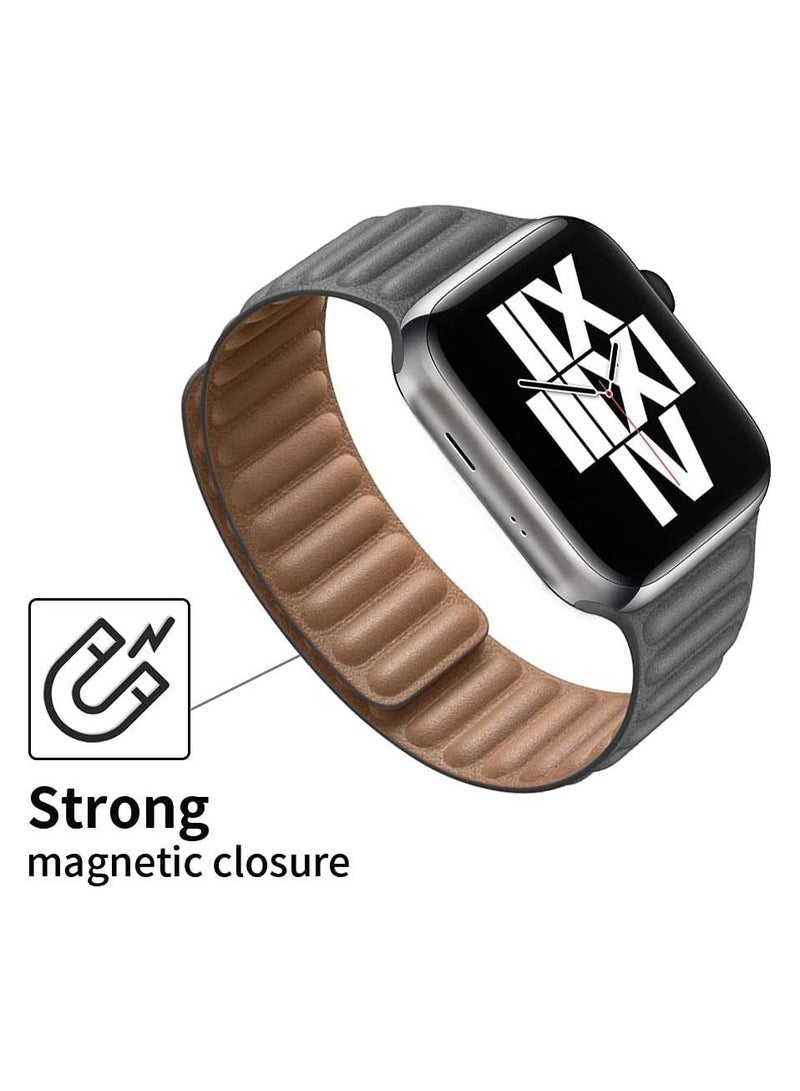 Durable Magnetic Genuine Leather Strap Compatible for Watch Band Size 38mm 40mm 41mm Compatible with Apple Watch Series 8 7 6 5 4 SE 3 2 1 - Image 3