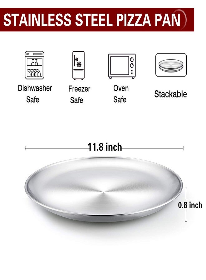تيم فار صينية بيتزا من تيم فار، طقم صواني بيتزا دائرية من الفولاذ المقاوم للصدأ مقاس 12 بوصة، مثالية للخبز والتقديم، صحية ومتينة، آمنة للغسل في غسالة الأطباق وسهلة التنظيف - طقم من قطعتين - Image 2