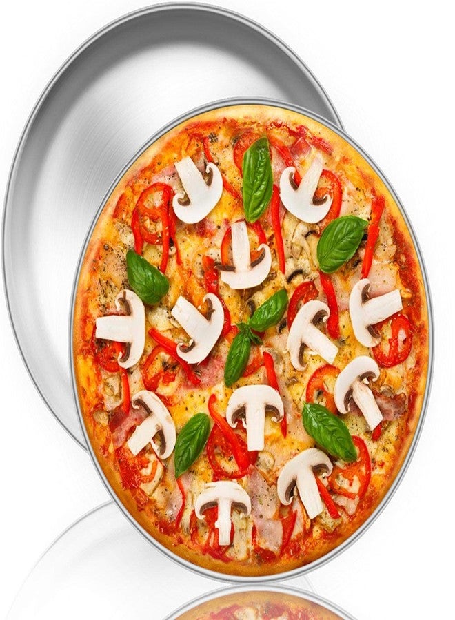 تيم فار صينية بيتزا من تيم فار، طقم صواني بيتزا دائرية من الفولاذ المقاوم للصدأ مقاس 12 بوصة، مثالية للخبز والتقديم، صحية ومتينة، آمنة للغسل في غسالة الأطباق وسهلة التنظيف - طقم من قطعتين - Image 1