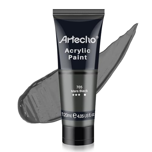 Artecho Mars Black Acrylic Paint (120ml / 4.05oz) Tubes, Art Craft Paints for Canvas Painting, Rock, Stone, Wood, Fabric, Art Supplies - Image 1