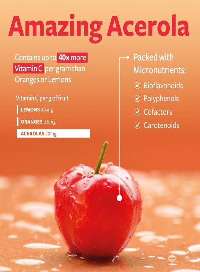 PURE CO Certified Organic Vitamin C Supplement - Whole Food Acerola Vitamin C Immune Support Supplement for Seasonal Wellness with Naturally Occurring Bioflavonoids Polyphenols & Cofactors (1 Month Supply) - Image 3