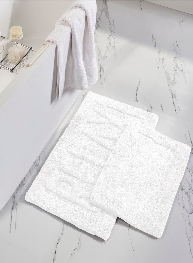 Modern Threads 2-Pack Soft Absorbent Plush 100% Cotton Bath mat Embossed with Relax White - Image 1