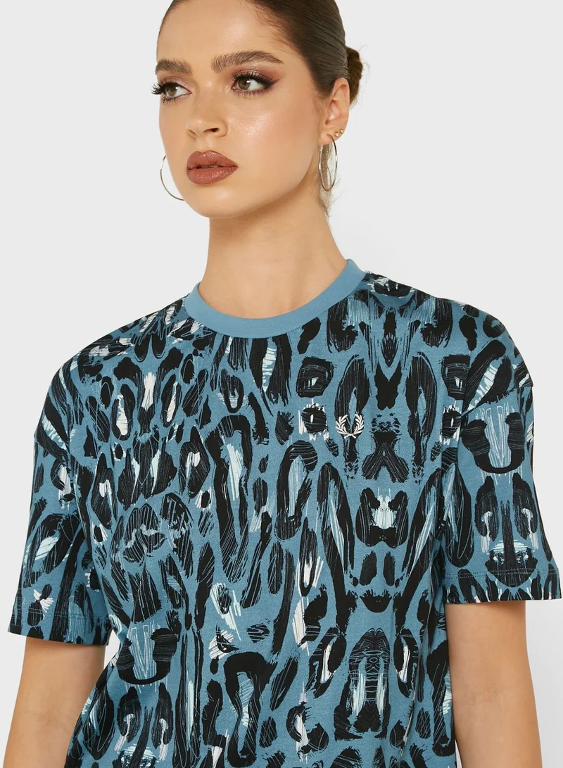 FRED PERRY Leopard Print T-Shirt