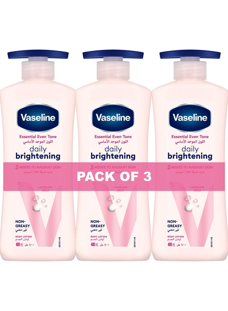 Vaseline Essential Body Lotion, Even Tone Daily Brightening, 2 weeks to radiant, glowing skin, 3 x 400ml - Image 1