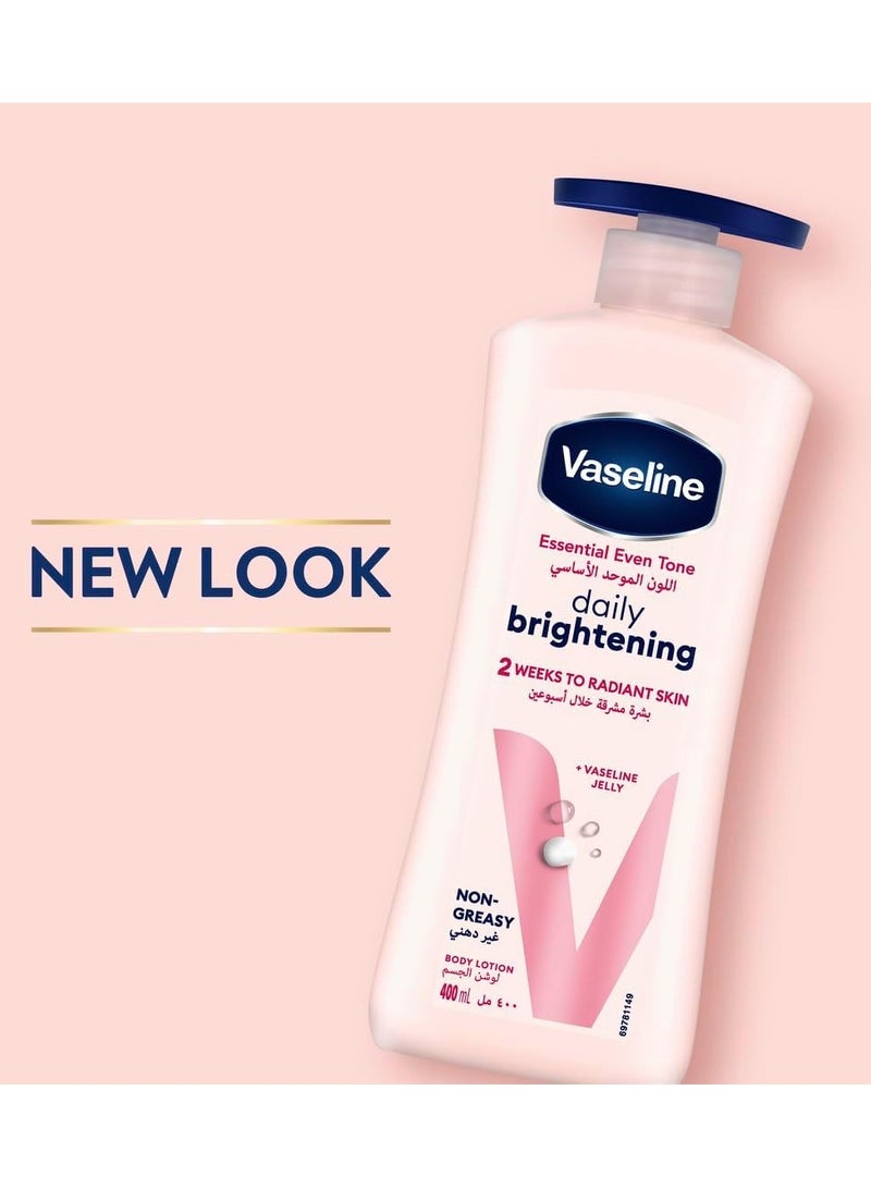 Vaseline Essential Body Lotion, Even Tone Daily Brightening, 2 weeks to radiant, glowing skin, 3 x 400ml - Image 2