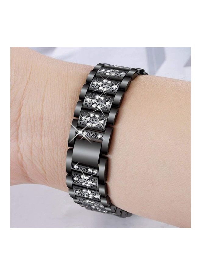 NIBEMINENT Crystal Diamond Bling Steel Metal Bracelet Band For Apple Watch 42/44/45mm Black  - Image 4