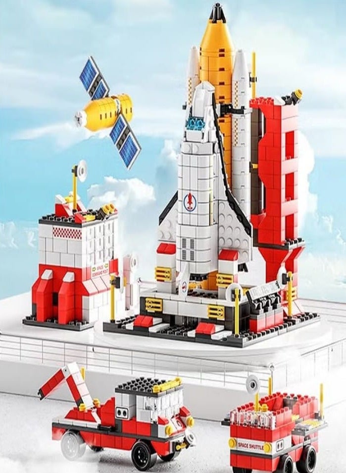 Spaceship Exploration Rocket Building Blocks Launcher Toys 6 in 1 Steam Space Building Blocks Kit Kids Birthday Gift (1000pcs) - Image 1
