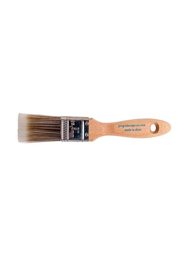Pro-Grade 12PK 1 inch Flat Brush Premium Wall/Trim House Paint Brush Set Great for Professional Painter and Home Owners Painting Brushes for Cabinet Decks Fences Interior Exterior & Commercial Paintbrush. - Image 4