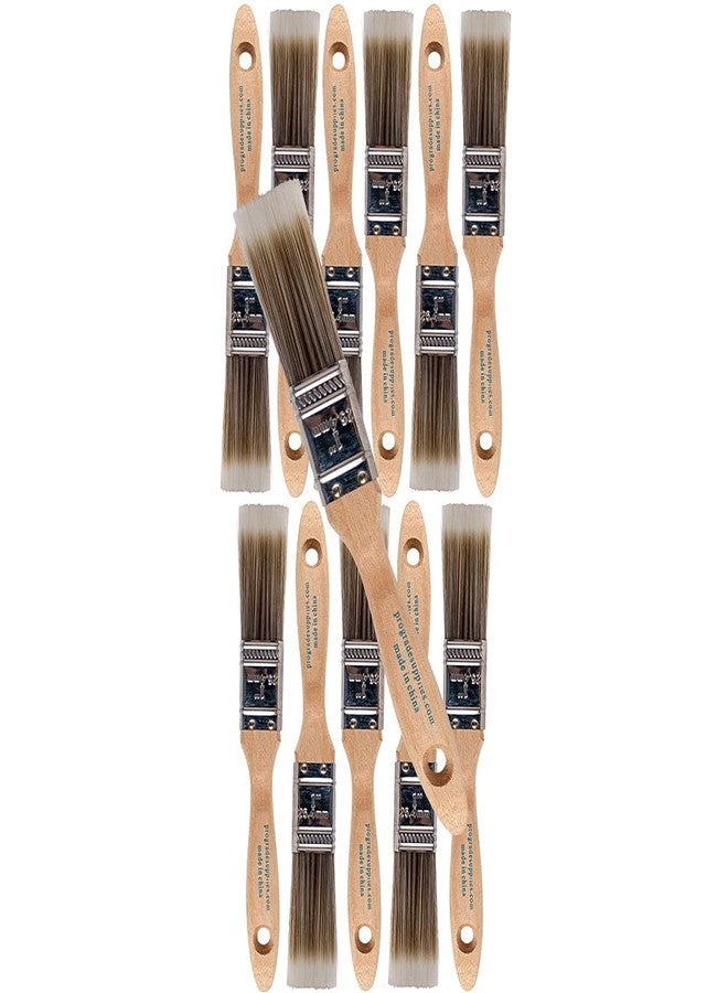 Pro-Grade 12PK 1 inch Flat Brush Premium Wall/Trim House Paint Brush Set Great for Professional Painter and Home Owners Painting Brushes for Cabinet Decks Fences Interior Exterior & Commercial Paintbrush. - Image 2