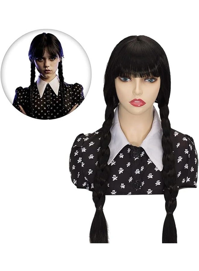 الأربعاء آدمز شعر مستعار 26 " أسود طويل جديلة شعر مستعار إمرأة الأربعاء حزب ثوب - Image 1