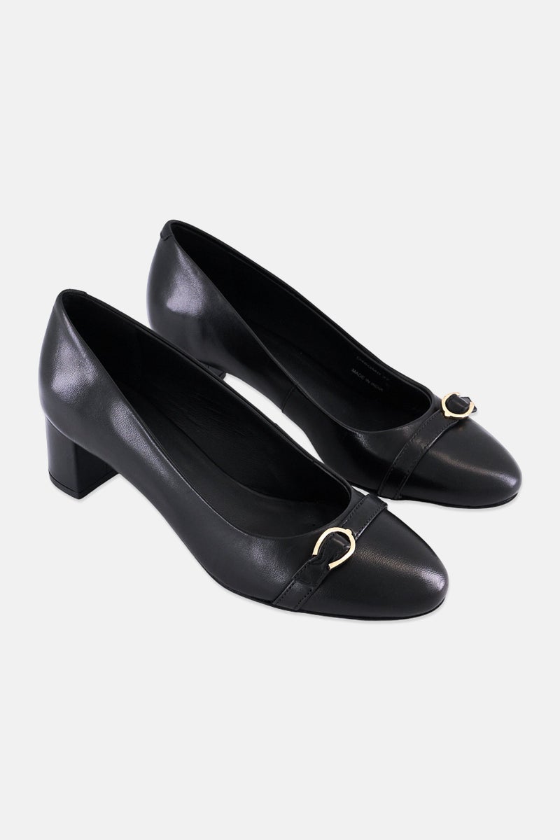 GEOX Women D Pheby Leather Slip On Pumps, Black - Image 1