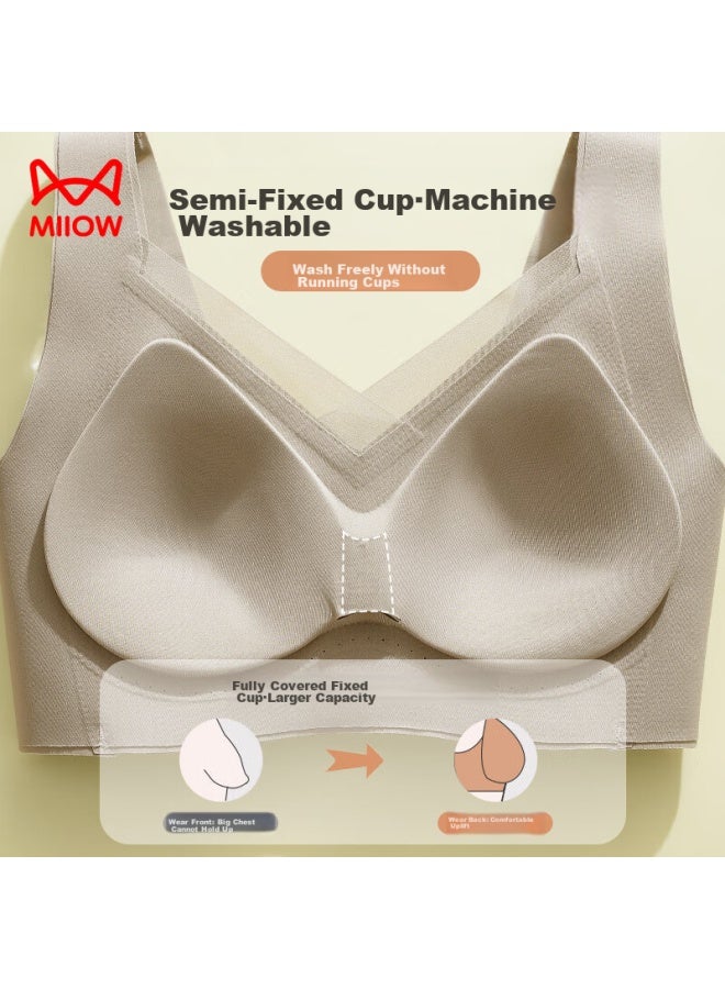 MIIOW Miiow Soft Support Bra For Women, Large Bust Minimizer, Vest-style Bra, Seamless, Wireless, Sexy, Push-up Brassiere, Brown, Xl - Image 3