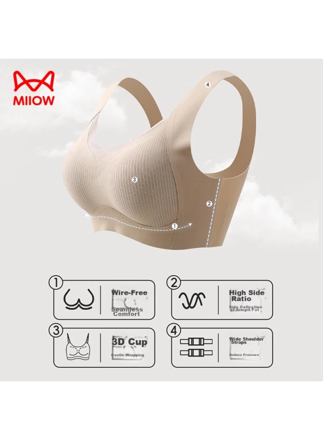 MIIOW Miiow Soft Support Bra For Women, Large Bust Minimizer, Vest-style Bra, Seamless, Wireless, Sexy, Push-up Brassiere, Brown, Xl - Image 2