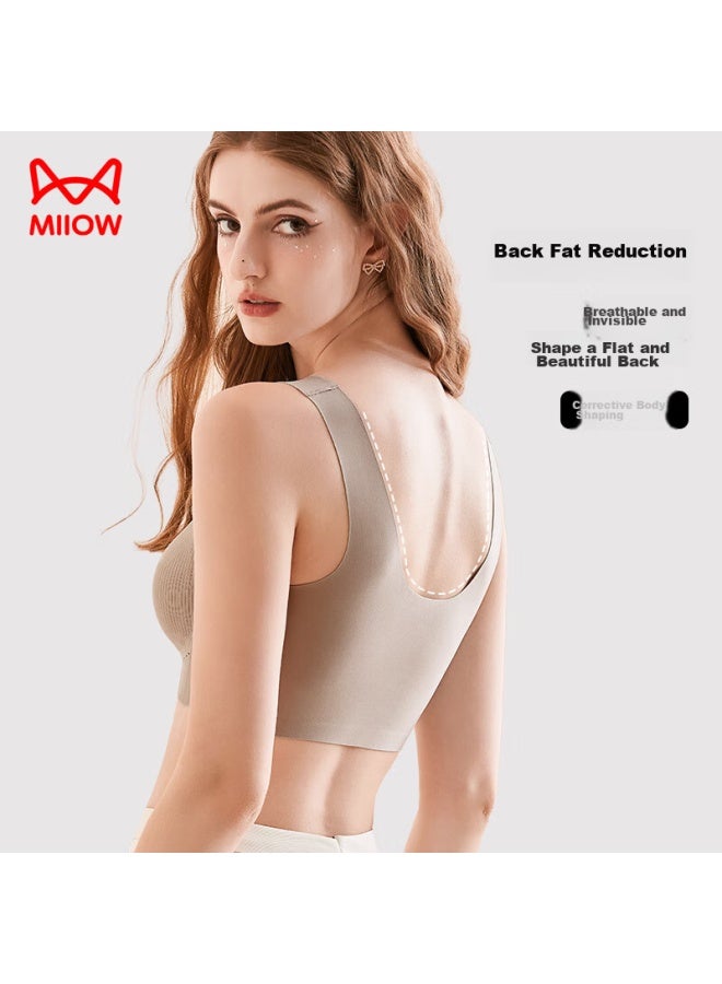 MIIOW Miiow Soft Support Bra For Women, Large Bust Minimizer, Vest-style Bra, Seamless, Wireless, Sexy, Push-up Brassiere, Brown, Xl - Image 5