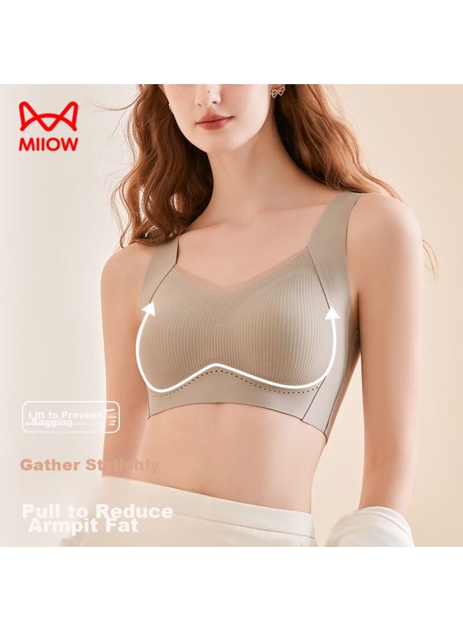 MIIOW Miiow Soft Support Bra For Women, Large Bust Minimizer, Vest-style Bra, Seamless, Wireless, Sexy, Push-up Brassiere, Brown, Xl - Image 1