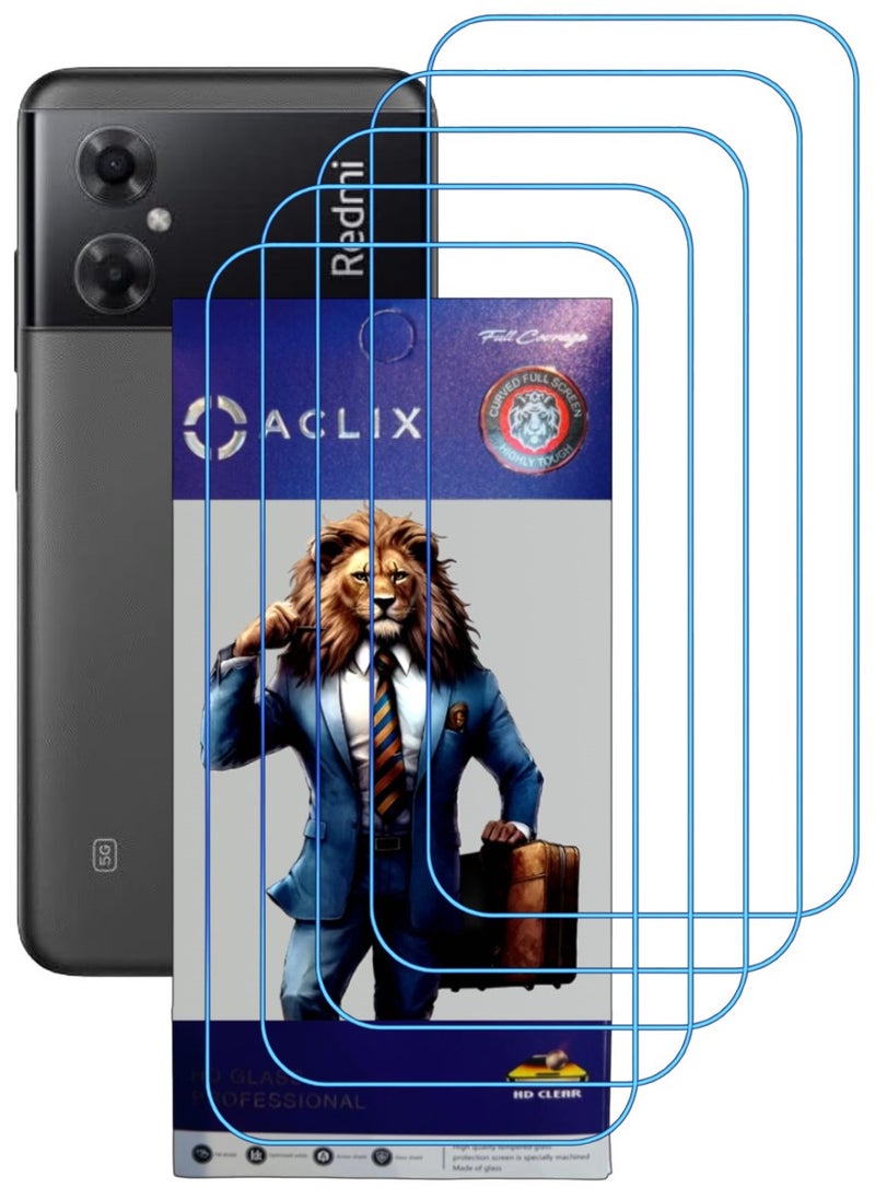 ACLIX 5 Pieces Antistatic ESD Dustproof Premium Quality High Definition Clear Tempered Glass Screen Protector Designed For Xiaomi Redmi Note 11R - Image 1
