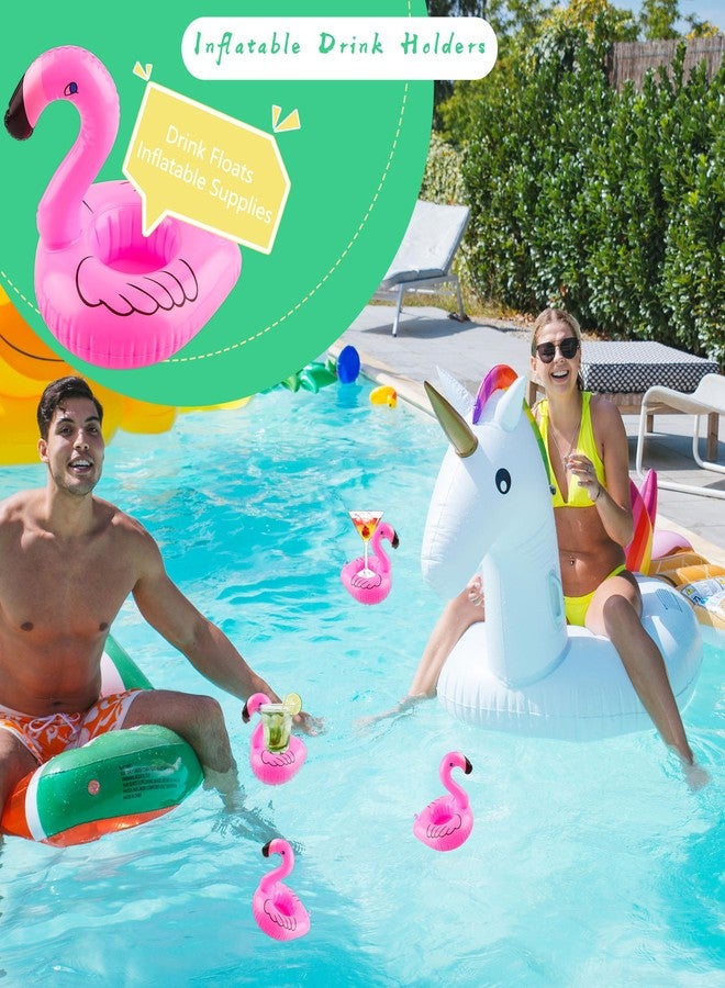 Sonarun 90 Pcs Inflatable Flamingo Drink Holder Bulk Pink Inflatable Flamingo Cup Holder Blow Up Flamingo Drink Float for Summer Birthday Carnival Beach Pool Party - Image 3